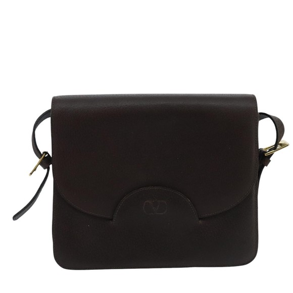 VALENTINO Shoulder Bag Leather Brown Gold Auth ar12877 - Picture 13 of 16